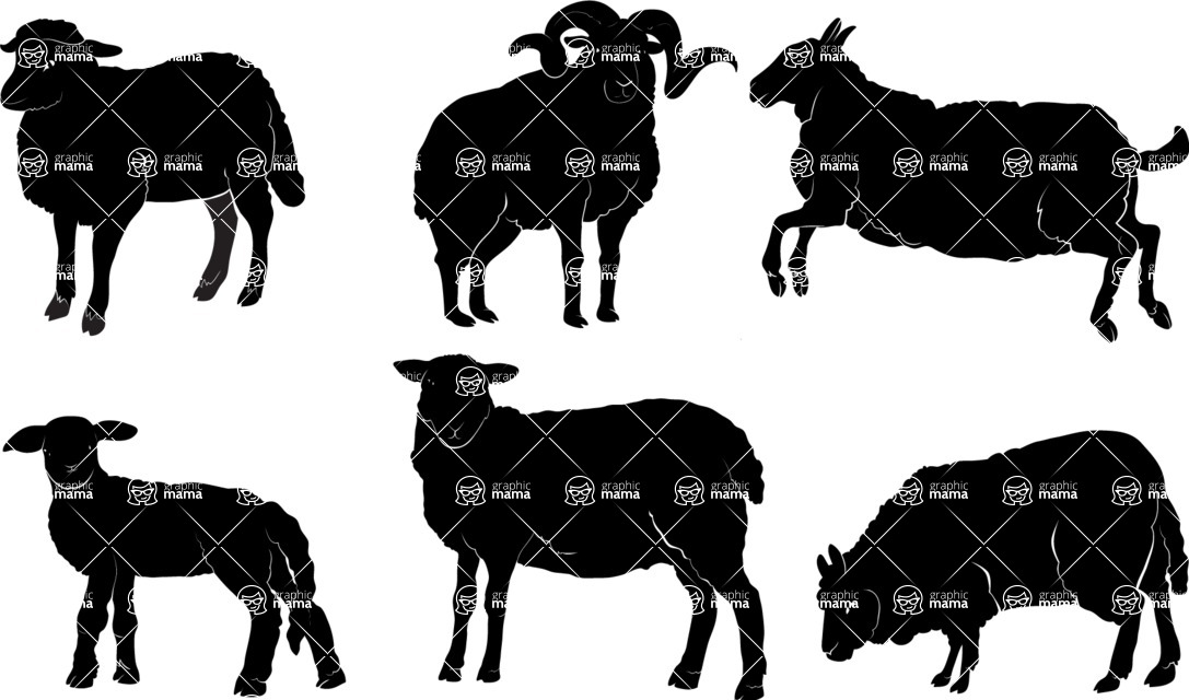 Vector silhouettes - Vector Sheep Silhouettes Set
